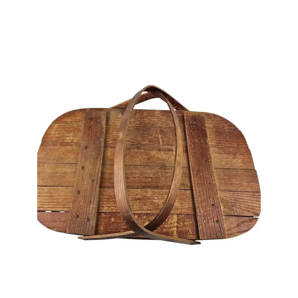 VINTAGE 1940-50's WOV-N-WOOD by‎ JERYWIL PICNIC BASKET ~ WOODEN ~ RUSTIC ~ RETRO